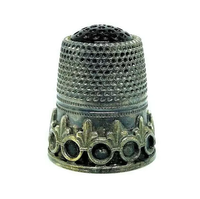 Fingerhut aus Silber 925 oben mit lila Glaskopf Vintage Thimble