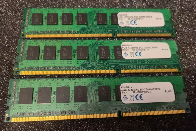 12GB ( 3 x 4GB ) DDR3 1333MHz ECC Registered