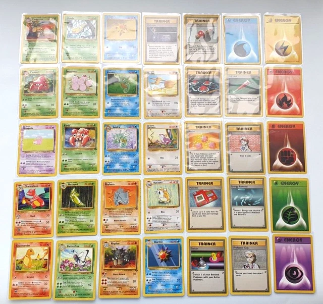 Pokemon 1st Gen Card Lot - Base, Jungle, Fossil, Team Rocket - Common & Uncommon - Excellent Condition - Multicoloured