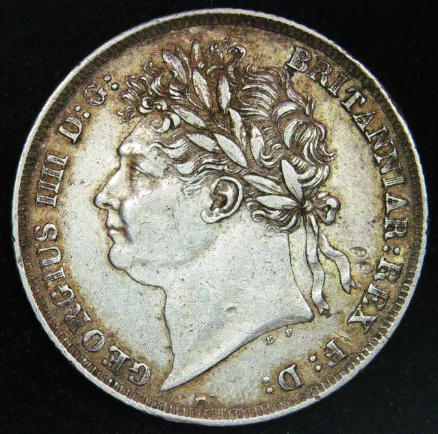 1824 George IV SHILLING, Laureate Head Silver Coin - VERY NICE