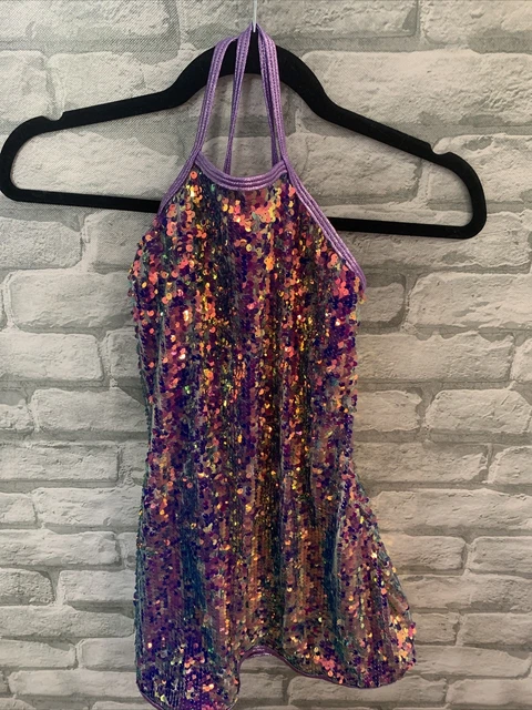 Curtain Call Costume Pink purple Dance tap jazz Size CME Childs XL  sequin