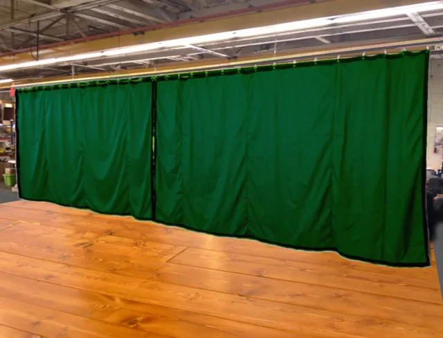 Lot of (2) Hunter Green Curtain/Stage Backdrop, Non-FR, 10 H x 15 W