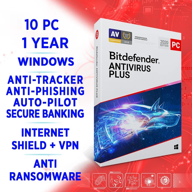 BITDEFENDER ANTIVIRUS PLUS 2024 10 PC 1 year / FULL EDITION +VPN 39.99