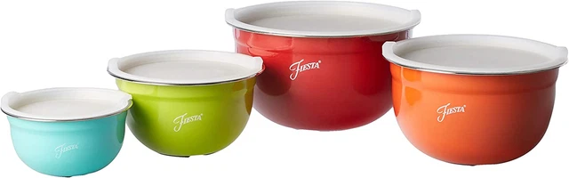 Juego de tazones de mezcla de acero inoxidable Fiesta de 8 piezas con tapas, 1,5 cuartos de galón