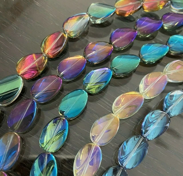 Hochwertige Glasperlen 16mm Oval glänzend DIY Schmuck Basteln 10Stk/3,5€