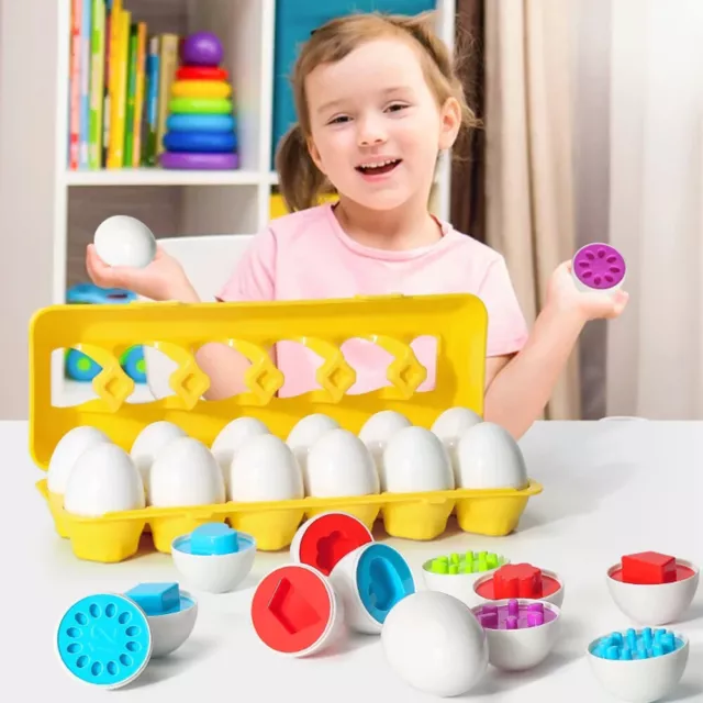 Montessori Spielzeug ab 2 3 Jahr,Farbe & Form Sortierspiel ,12 Eier Set Graffiti