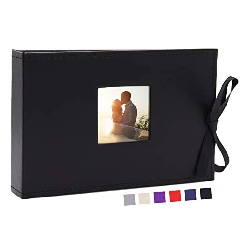 Álbum de fotos pequeño 4x6, mini libro ilustrado con bolsillos, transparente paquete de 1 negro