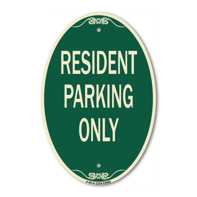SignMission Designer Series Sign - Resident Parking Only 12" x 18" Aluminum Sign