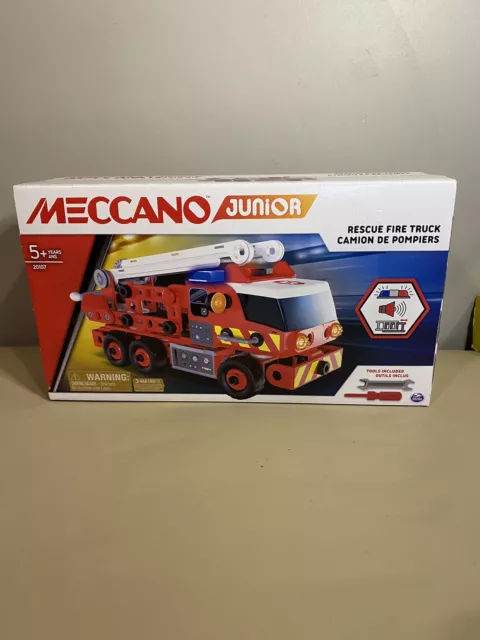 Meccano Junior Rescue Fire Truck Building Set Lights And Sound With Tools🇺🇸