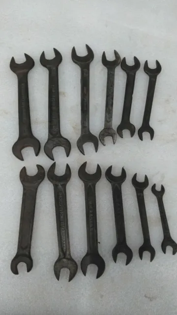 Antique/Vintage Lot Of 12 Westline, Indestro Open End Hand Wrenches-Made In Usa