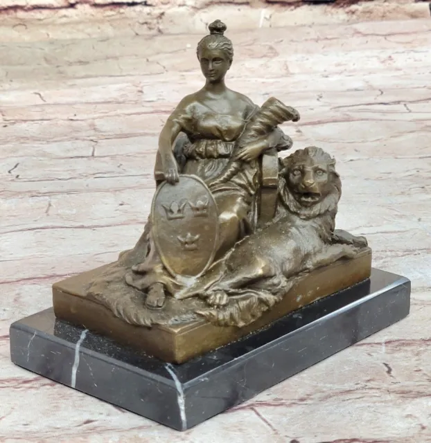 Roman Goddess Prosperity Lady Luck Fortuna 100% Pure Bronze Statue Sculpture Art