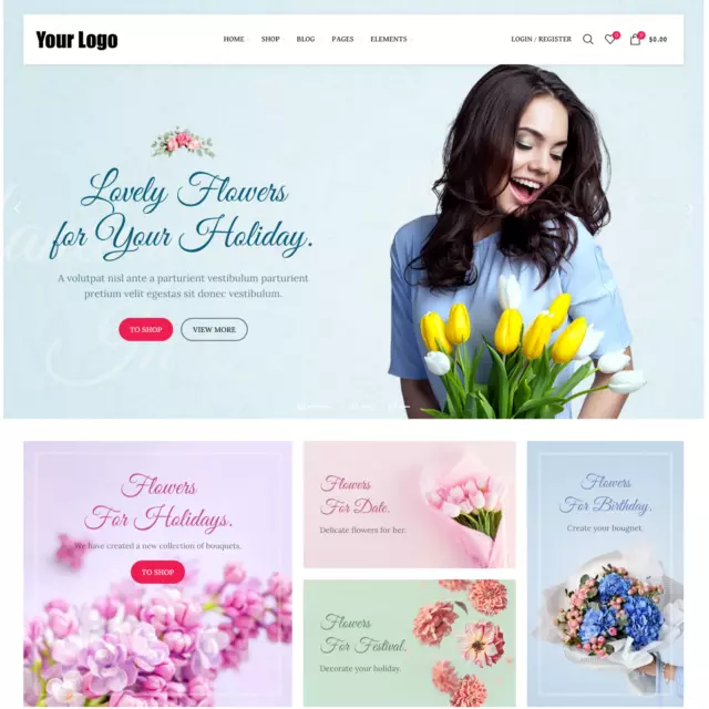 Flowers Online Shop Web Design with Free 5GB VPS Web Hosting