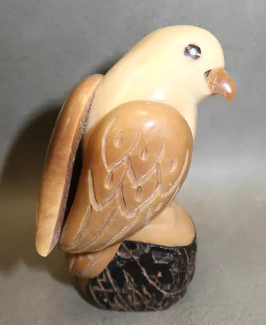Hand Carved Tagua Nut Eagle Sculpture 2.5"