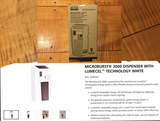 Rubbermaid Microburst 3000 Dispenser Lumecell Odor Control 1955229 White NEW