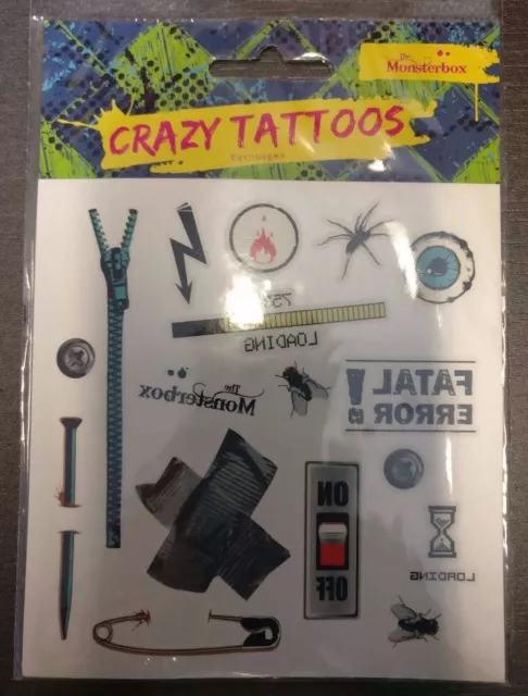 Crazy Tattoos Fliege Pflaster Reißverschluss Nagel Sicherheitsnadel 129148013