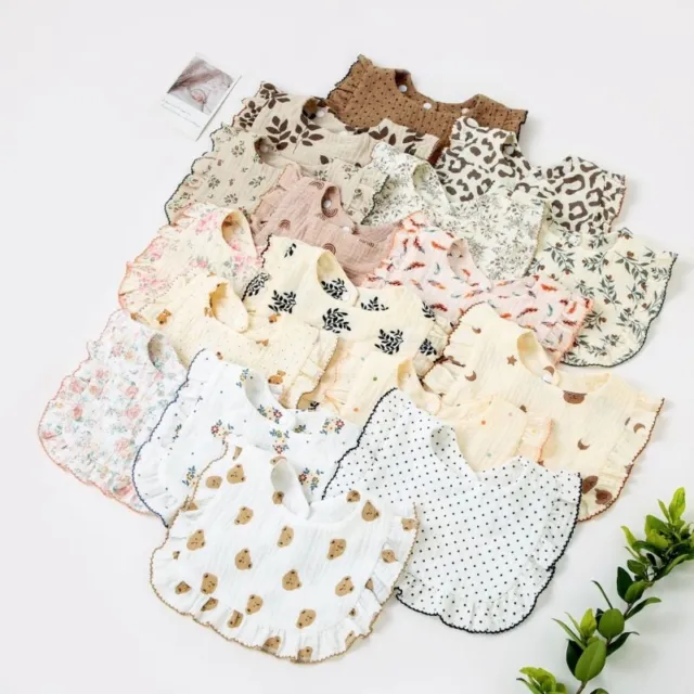 Breathable Baby Bibs Drooling Bib Cotton Burp Cloth Adjustable Buttons