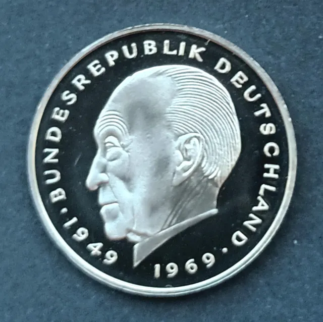 2 DM Mark Konrad Adenauer BRD Deutschland 1980 F, spiegelglanz