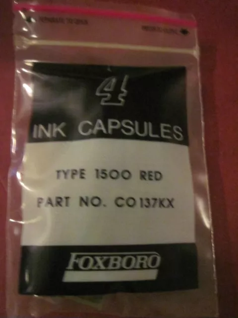 New Lot Of 4 Foxboro Chart Recorder Ink Type 1500 Capsules Co 137Kx Co137Kx Red