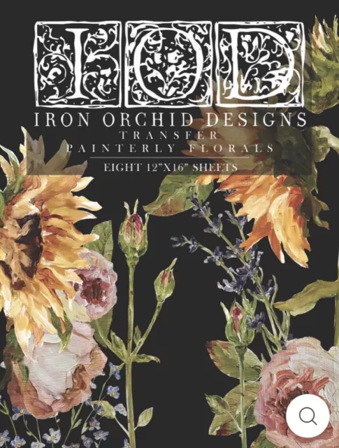 IOD Painterly Florals Decal Transfer Pack IRON ORCHID DESIGNS