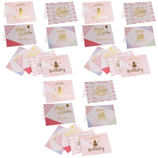 VOKT Confezione 30 Biglietti Di Compleanno Assortiti Con Buste - 20 Design - 15x10 Cm Carta 300g/m²