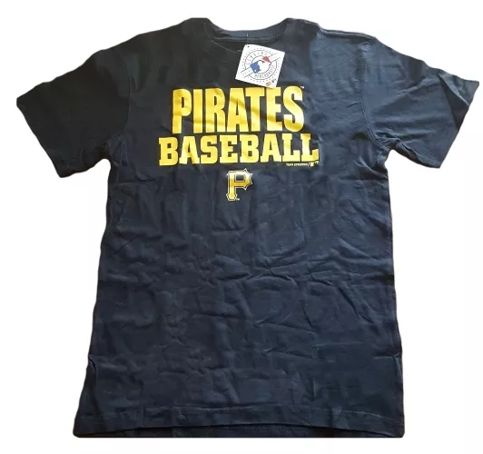 Boys Kids Pittsburgh Pirates Baseball MLB T-Shirt 100% Cotton Black Tee - L, XL