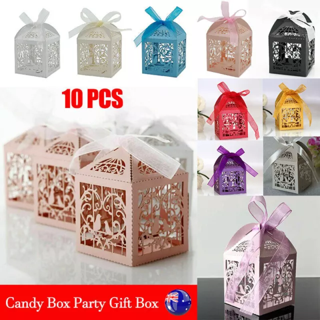 10X Wedding Laser Cut Candy Box Party Love Heart Gift Box Favor Bomboniere Candy