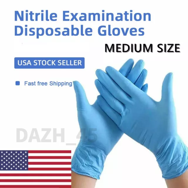 [ Medium ] 1-1000 Count Disposable Blue Nitrile Powder Free Medical Exam Gloves
