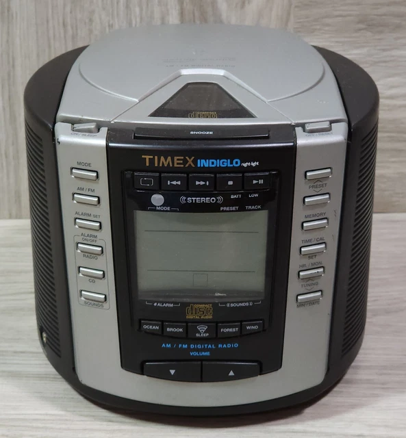 TIMEX INDIGLO T600B Stereo CD Player Alarm Clock AM/FM Radio TESTED 29