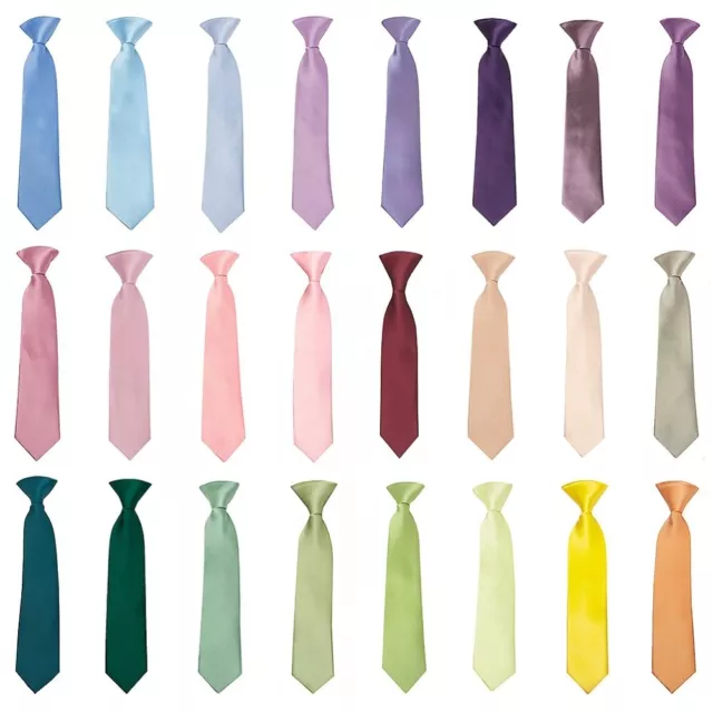 Boys Pretied Plain Satin Skinny Thin Slim Tie Wedding Neck Tie Pastel Colours