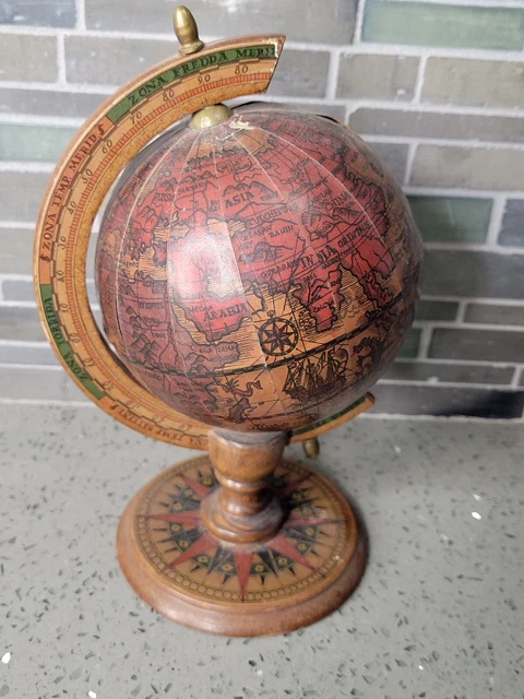 Italian Miniature World Globe Made In Italy Bookshelf Library Decor Vtg Read