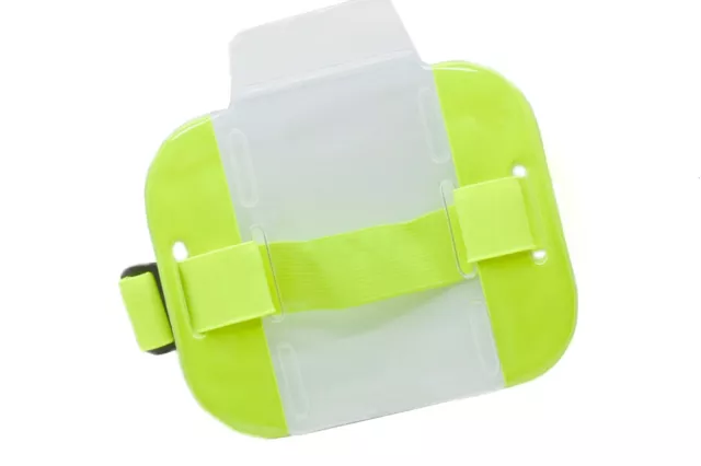 100 pc Reflective Yellow Arm Band Photo ID Badge Holder Vertical w/ Elastic Band