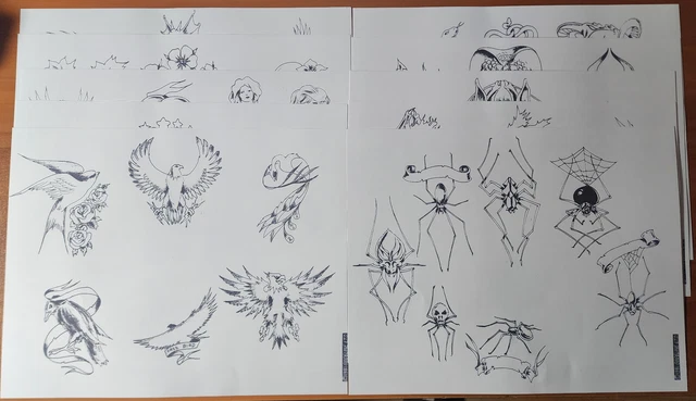 SUPER RARE 1981 Guideline Mike Rollo Malone Vintage Tattoo Flash Set 10 ...