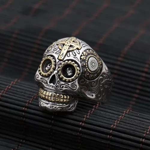 Huge Heavy 925 Sterling Solid Thai Silver Ring Men Biker Skull Size 8 9 10 11 13