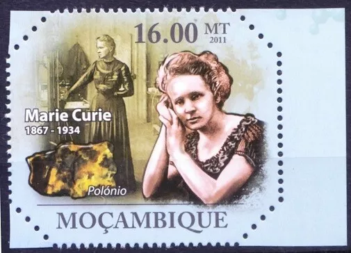 Mozambique 2011 MNH, Marie Curie Nobel winner, Odd Shape, Polonium