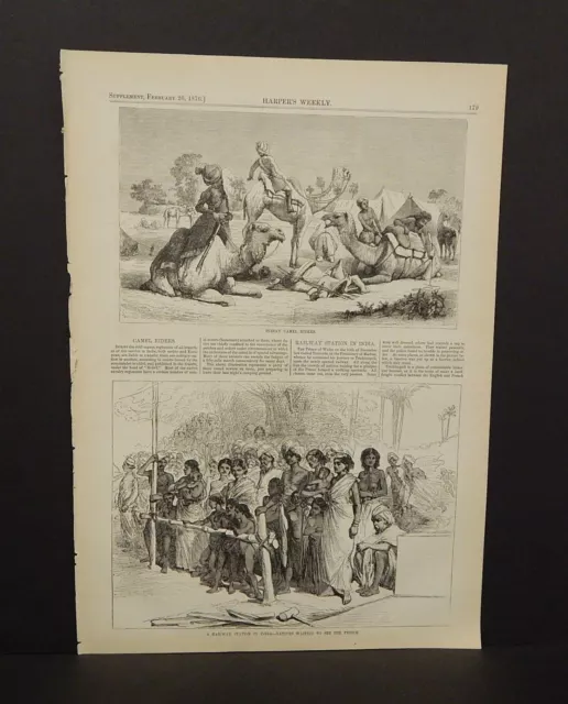 Harper's Weekly 1Pg A Railway Station in India Waiting to See Prince 1876 B6#36