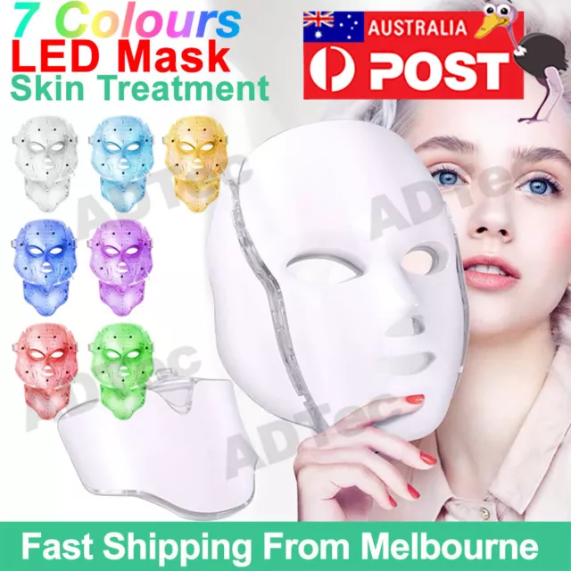 7 Colour LED Light Photon Face Mask Rejuvenation Skin Facial Wrinkle Therapy