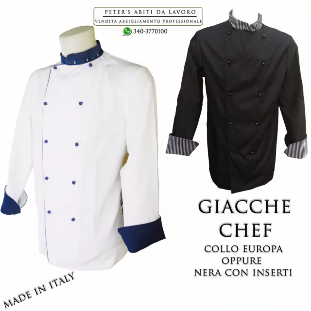 GIACCA DA CUOCO CHEF CUCINA UNISEX ristorante pizzeria MASTERCHEF 100%COTONE