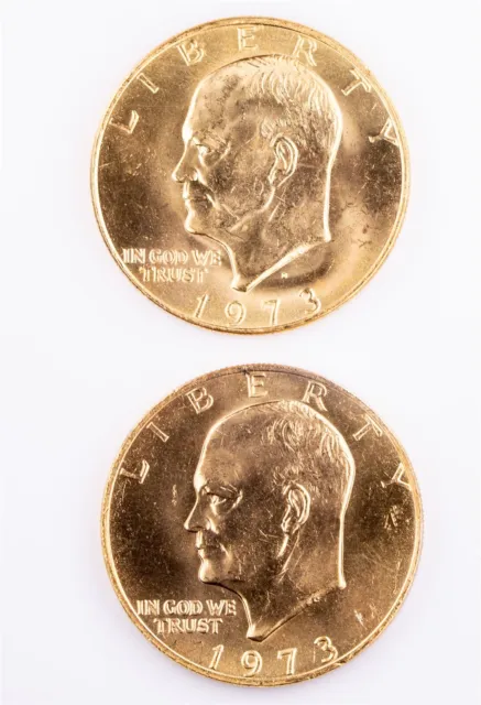 1973 P D Eisenhower Dollars Key Date Gold Plated Lot of 2 One each mint