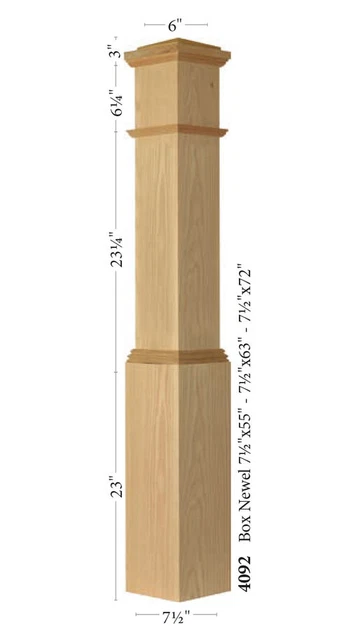 Red Oak 4092 HALF SAWN box newel post