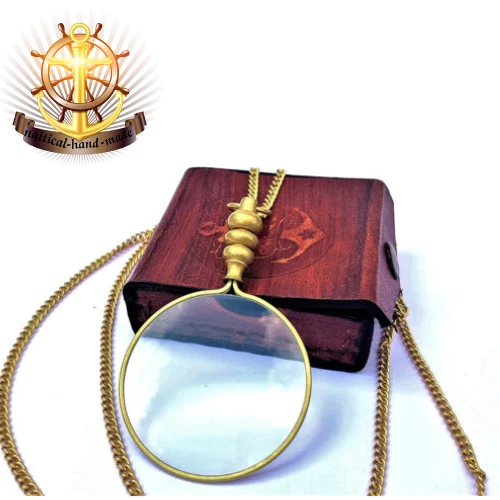50mm Brass Magnifying Glass A Beautiful Necklace Chain Library Reading Fine