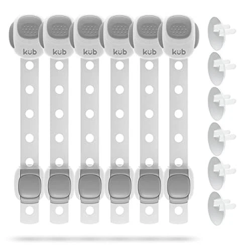 (6+6 Pack) Baby Proofing Child Safety Strap Locks + Child Proof Outlet Covers