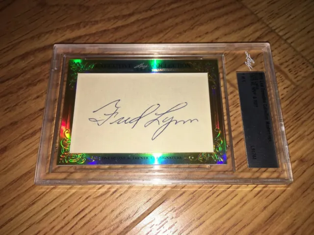 Fred Lynn 2015 Leaf Masterpiece Cut Signature autographed signed card 1/1 JSA