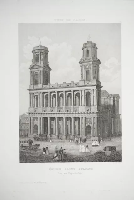 Gravure Paris Eglise St Sulpice Telegraphe Seine Napoleon Iii Daguerreotype 1850