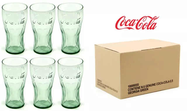 Coca Cola Bicchieri Originali da Collezione Georgia Green Glass 0,5 Nuovi