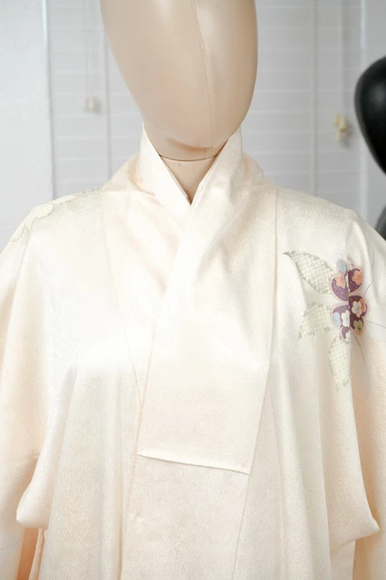Dear Vanilla Japanese Silk Kimono Women's Robe Gown Authentic Japan Vintage Mint 3