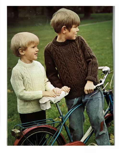 Child's Crew neck Aran Cable sweater, Boys pullover, jumper. Knitting pattern.