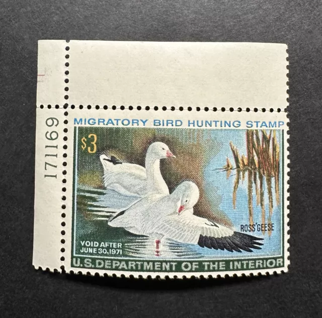 WTDstamps - #RW37 1970 Plate# - US Federal Duck Stamp - Mint OG NH