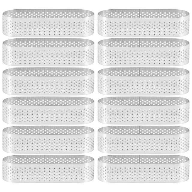 SPORWAY Lot De 16 Moules à Tartelettes Perforés Ronds Ovales Antiadhésifs + 2 Pinceaux