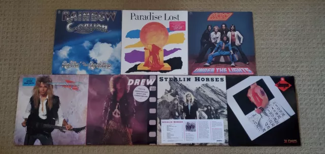 Lot of 7 Classic Rock Hard Rock Heavy Metal Glam vinyl record albums