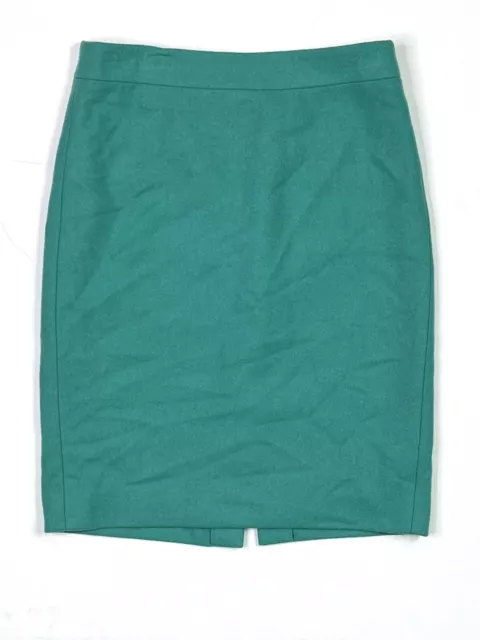J. Crew Skirt Womens Size 00 Green Wool Midi Pencil Skirt